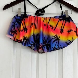 Women's bandeau bikini top with palm tree pattern
